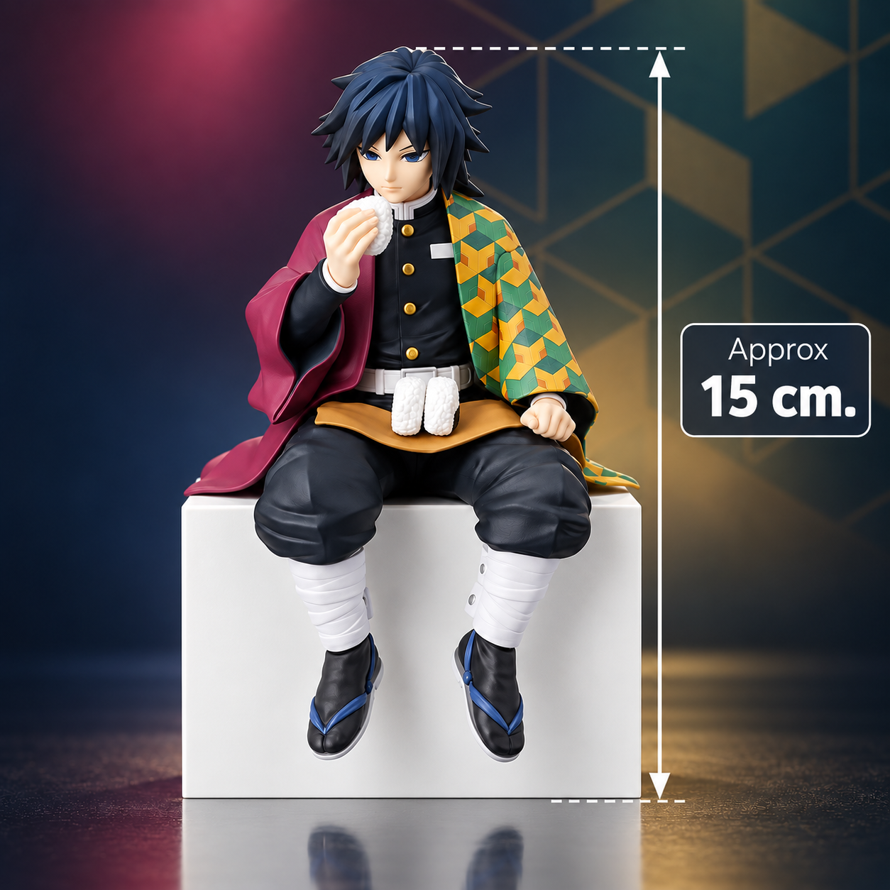 Demon Slayer Giyu Tomioka Sitting Action Figure | 15 cm Premium Anime Collectible