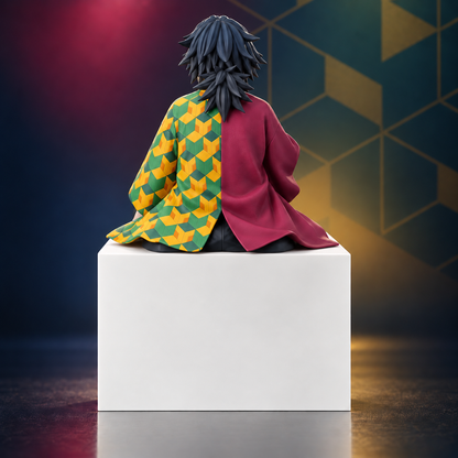 Demon Slayer Giyu Tomioka Sitting Action Figure | 15 cm Premium Anime Collectible