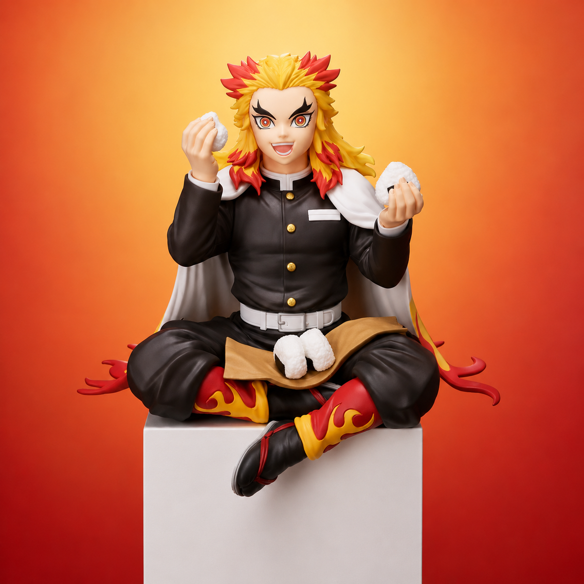 Demon Slayer Kyojuro Rengoku Sitting Action Figure | 10 cm Premium Anime Collectible