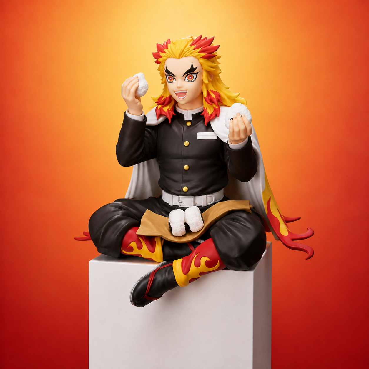 Demon Slayer Kyojuro Rengoku Sitting Action Figure | 10 cm Premium Anime Collectible
