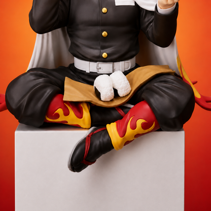 Demon Slayer Kyojuro Rengoku Sitting Action Figure | 10 cm Premium Anime Collectible