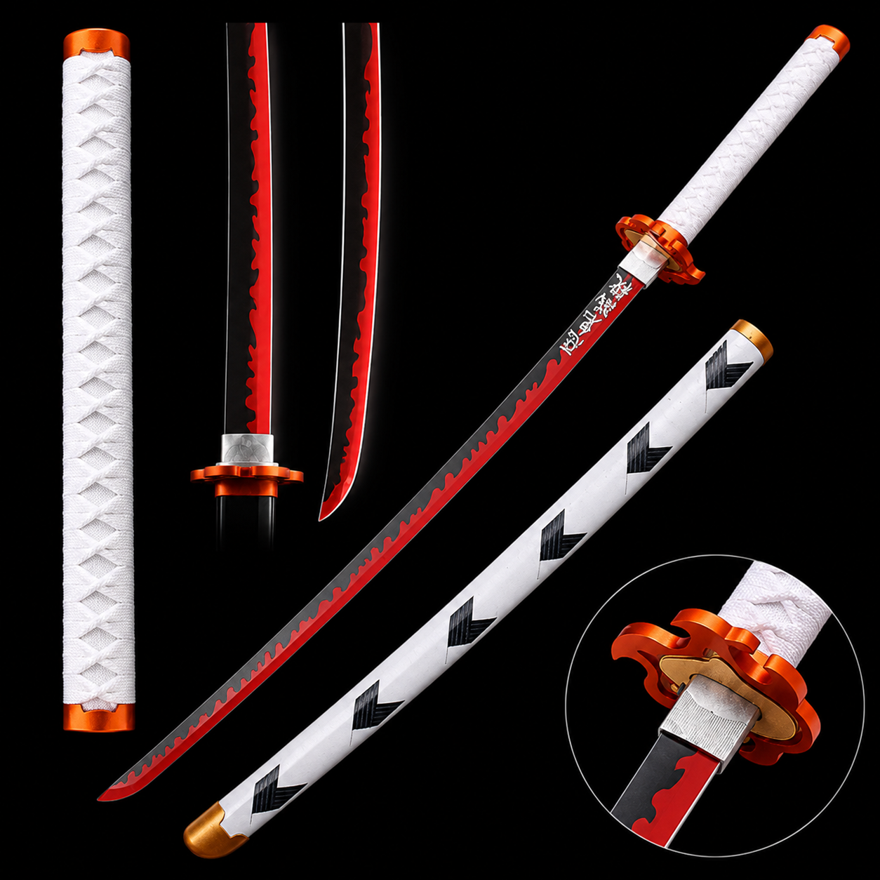 Demon Slayer Rengoku Kyojuro Flame Hashira Katana Sword | 100 cm Full Tang Anime Collectible