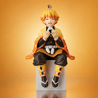 Demon Slayer Zenitsu Agatsuma Sitting Action Figure | 15 cm Premium Anime Collectible