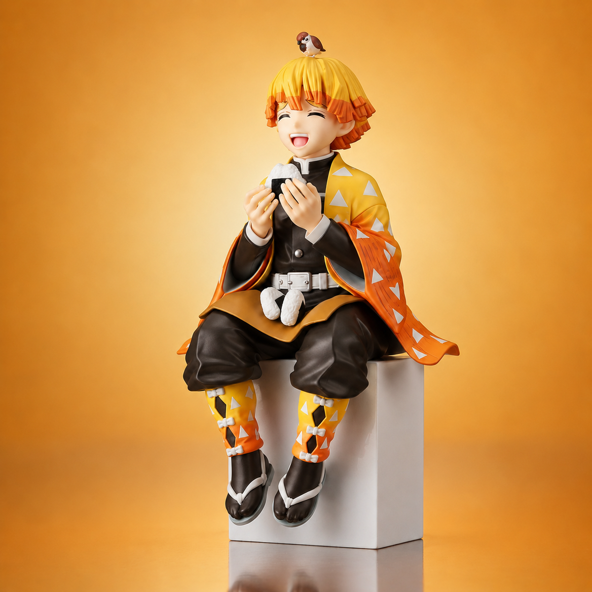 Demon Slayer Zenitsu Agatsuma Sitting Action Figure | 15 cm Premium Anime Collectible