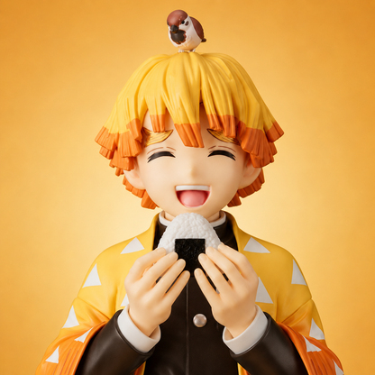 Demon Slayer Zenitsu Agatsuma Sitting Action Figure | 15 cm Premium Anime Collectible