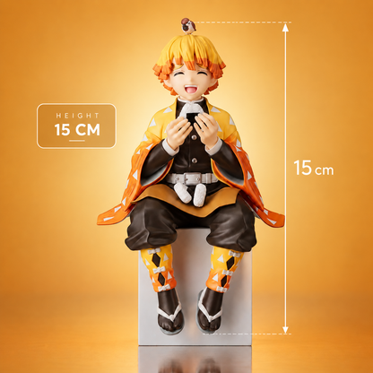 Demon Slayer Zenitsu Agatsuma Sitting Action Figure | 15 cm Premium Anime Collectible